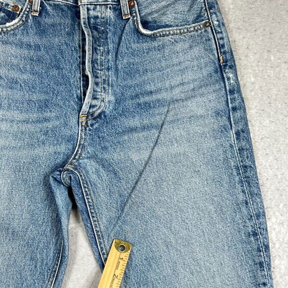 Agolde Jeans Womens 26 Blue Riley High Rise Crop Button Fly Raw Hem Inseam 25 in - Picture 5 of 16
